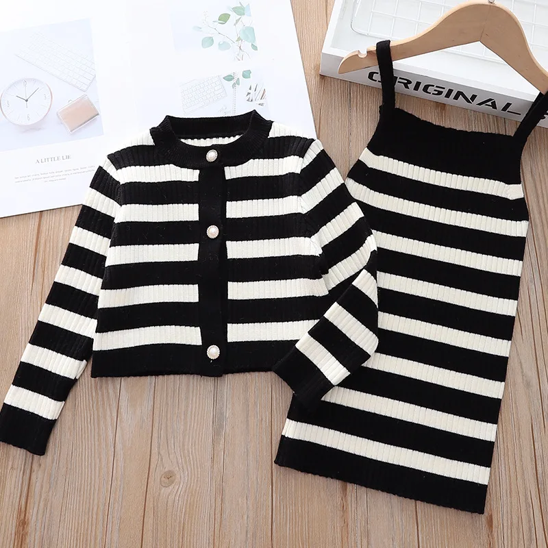 Fall Winter Baby Girl Sweater Set Autumn Warm New Long Sleeve Striped Knit Cardigan & Vest Dress 2pcs Kids Winter Clothes 1-5Y
Fall Winter Baby Girl Sweater Set Autumn Warm New Long Sleeve Striped Knit Cardigan & Vest Dress 2pcs Kids Winter Clothes 1-5Y