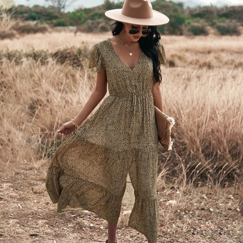 2023 New Summer Fashion European and American Sexy V-neck Printed Vacation Beach Party Casual Dresses for Women
2023 New Summer Fashion European and American Sexy V-neck Printed Vacation Beach Party Casual Dresses for Women