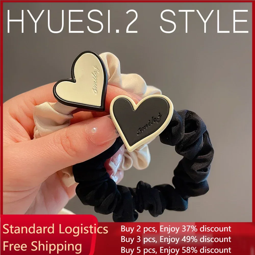 Black White Color Heart Charms Scrunchies Women Girls Large Intestine Hair Ropes Ring Elastic Ponytail Holders Rubber Band
Black White Color Heart Charms Scrunchies Women Girls Large Intestine Hair Ropes Ring Elastic Ponytail Holders Rubber Band