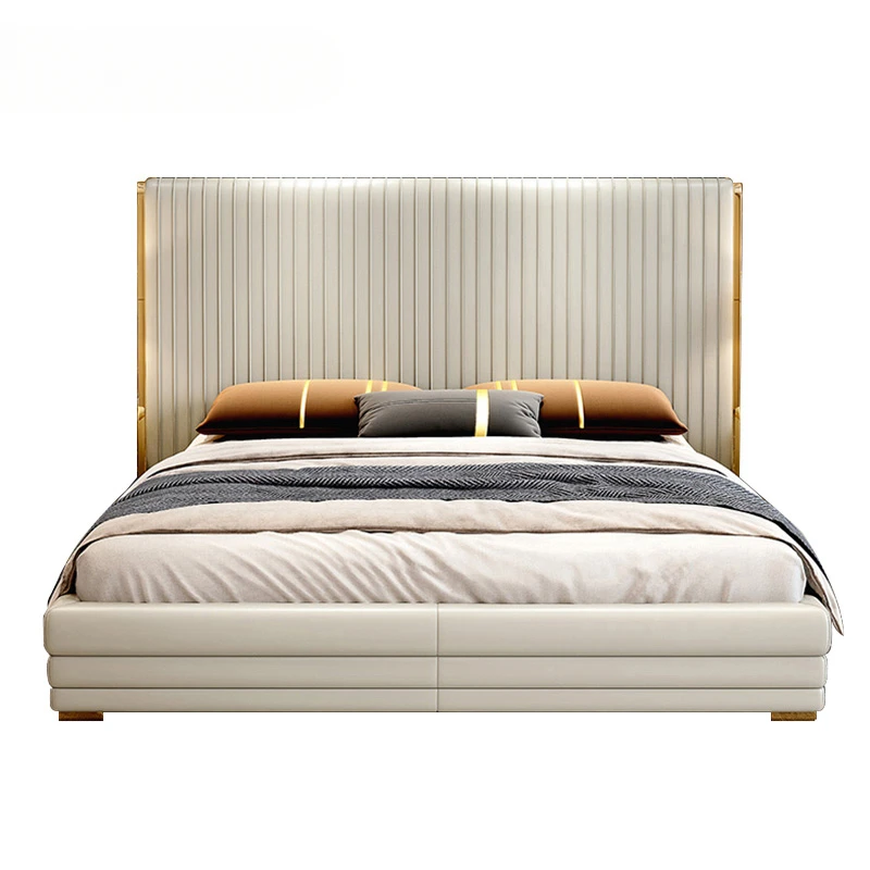 Modern leather bed simple double bedroom and home light luxury furniture hotel model room 1.8M/1.5M soft bed
Modern leather bed simple double bedroom and home light luxury furniture hotel model room 1.8M/1.5M soft bed