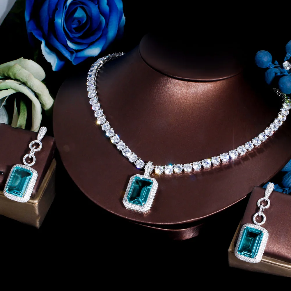 Fashion Light Blue Cubic Zirconia Long Big Rectangle Dangle Earrings and Necklace Set for Women Party Jewelry 10 Mallzona Sd6704b9c5480496eaf23bce7cf856d1el Fashion Light Blue Cubic Zirconia Long Big Rectangle Dangle Earrings and Necklace Set for Women Party Jewelry Mallzona