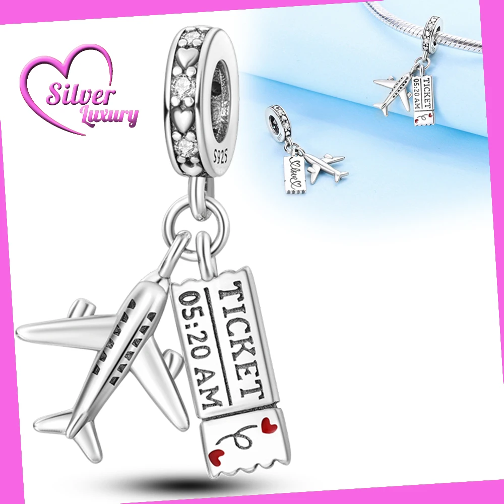 Aircraft and Ticket Pendant 925 Sterling Silver Fit Pandora Bracelet Silver 925 Original Charms for Jewelry Making
Aircraft and Ticket Pendant 925 Sterling Silver Fit Pandora Bracelet Silver 925 Original Charms for Jewelry Making