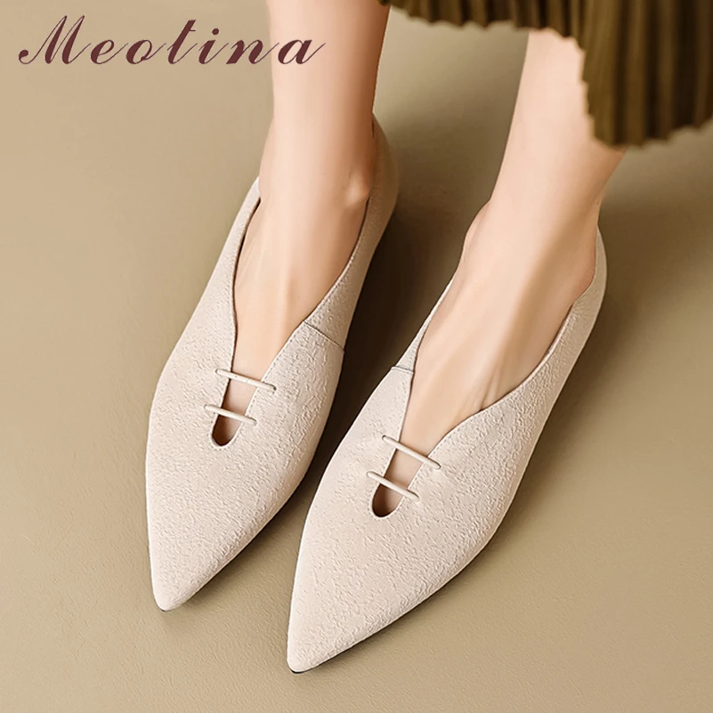 Meotina Women Genuine Leather Pointed Toe Flats Shallow Ladies Fashion Casual Shoes Autumn Spring Summer Black Beige 40
Meotina Women Genuine Leather Pointed Toe Flats Shallow Ladies Fashion Casual Shoes Autumn Spring Summer Black Beige 40