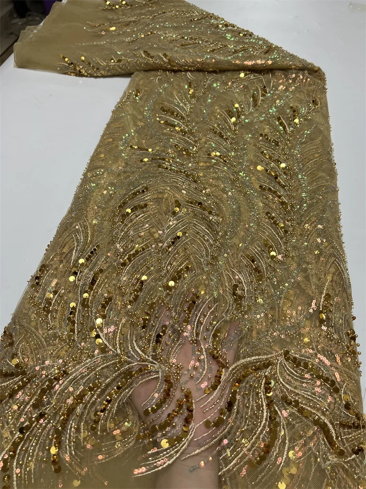 2023 Latest Gorgeous Gold African Handmade Beads Laces Fabrics Luxury Nigerian Sequins Mesh Lace Fabric For Wedding Dress
2023 Latest Gorgeous Gold African Handmade Beads Laces Fabrics Luxury Nigerian Sequins Mesh Lace Fabric For Wedding Dress