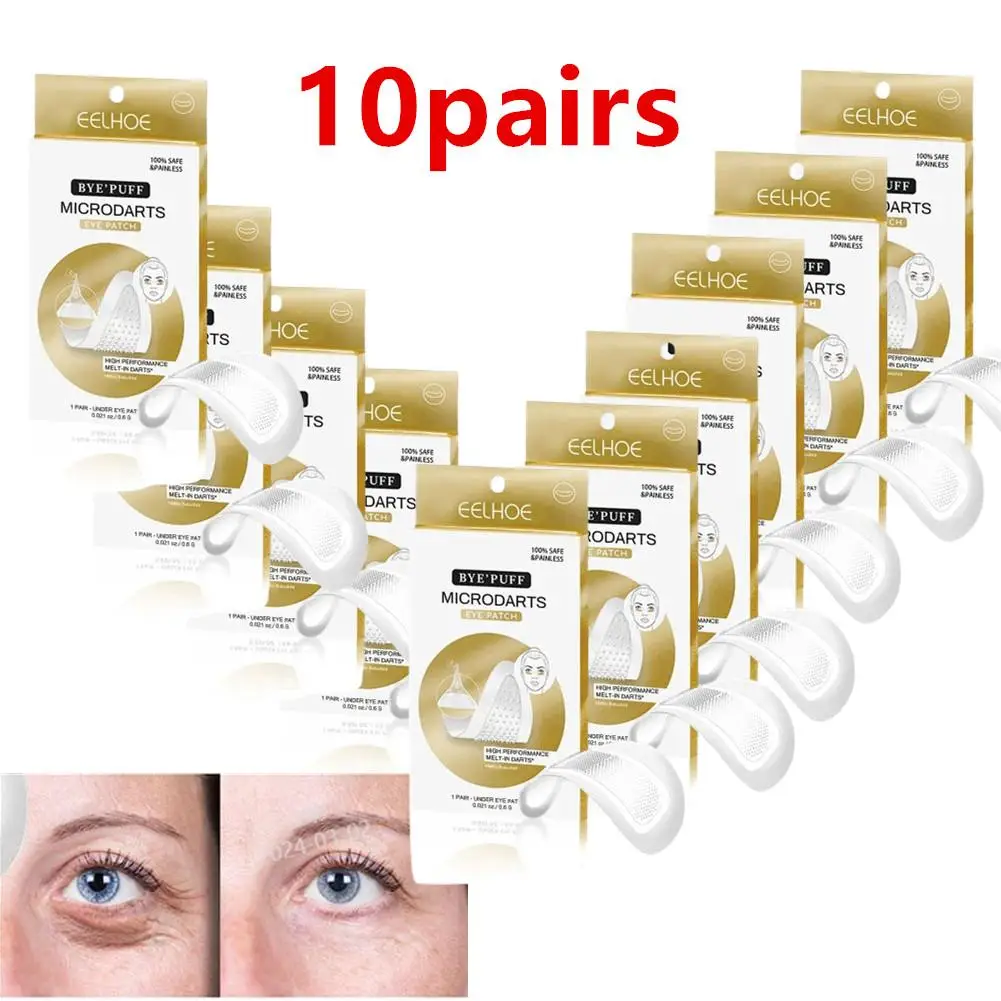 

10pairs Hyaluronic Acid Microneedle Eye Patches Mask Anti Wrinkle Fade Dark Circles Eye Bags Moisturizing Brighten Eye Care