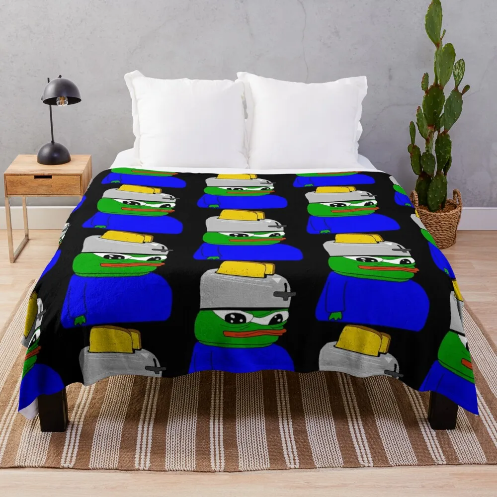 

Rare Pepe Toaster Head Apu Throw Blanket Bed blanket warm winter blanket Dorm Room Essentials