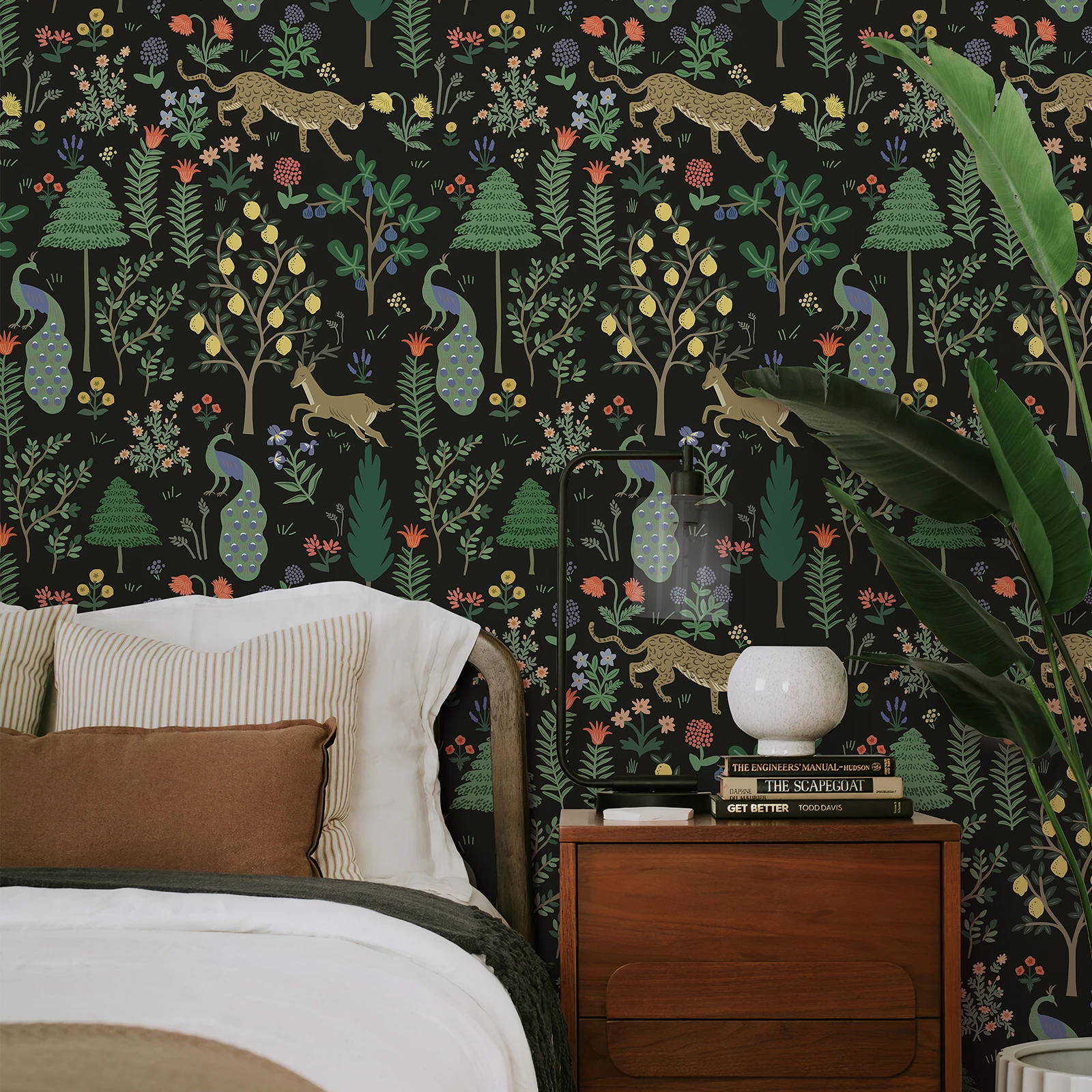 

Vintage Leaves Trees Peel And Stick Wallpaper Retro Floral Yellow Animal Waterproof Home Decor Forest Self Adhesive Wall Sticker