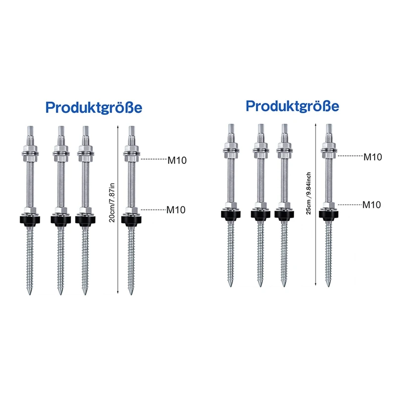 

Hanger Bolts, Pre-Assembled, V2A, Height-Adjustable, For Photovoltaic Solar Mounting Roofs, Set Of 4