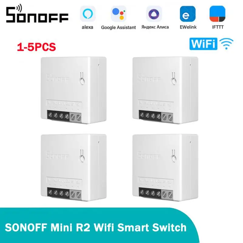 

SONOFF MINIR2 Wifi DIY Switch Mini R2 2 Way Modules EWeLink APP Wireless Remote Control Work With Alexa Google Home Automation