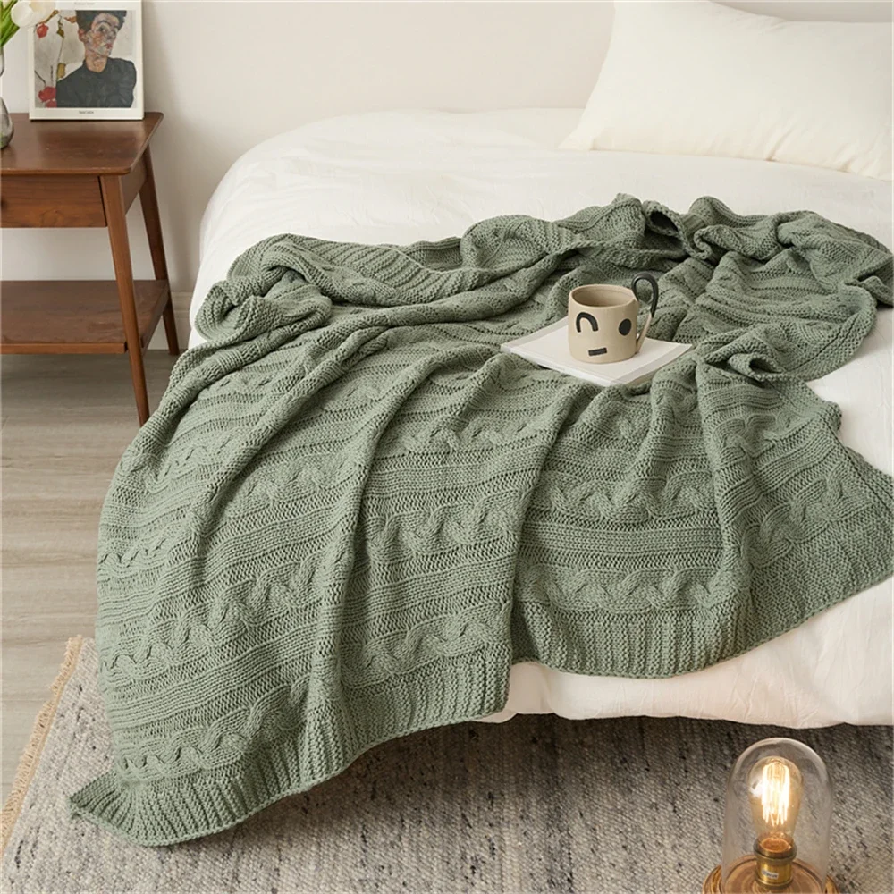 

Knitted Blanket Air Conditioning Throw Blankets for Bed Sofa Towel Thread Blanket Office Nap Blanket Bedroom Decorative Shawl