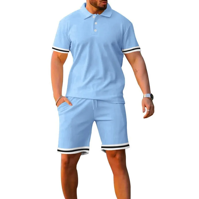 

2024 summer Europe and the United States cross-border foreign trade men's solid color suit lapel short-sleeve button shorts suit