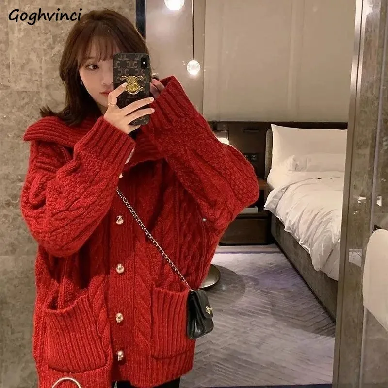 Vintage Warm Cardigan Women Thick Twist Mujer Outerwear Chic Elegant Sweet Fashion Fall Winter Single Breasted Students Preppy
Vintage Warm Cardigan Women Thick Twist Mujer Outerwear Chic Elegant Sweet Fashion Fall Winter Single Breasted Students Preppy