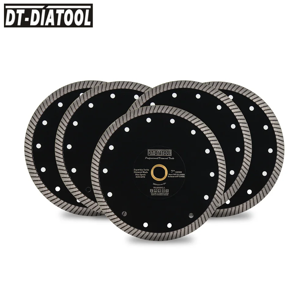 DT-DIATOOL 5pcs 7"/180mm Diamond Cutting Wheel Disc Mesh Turbo Hot Pressed Tile Stone Granite Porcelain Marble Grinder Saw Blade
DT-DIATOOL 5pcs 7"/180mm Diamond Cutting Wheel Disc Mesh Turbo Hot Pressed Tile Stone Granite Porcelain Marble Grinder Saw Blade