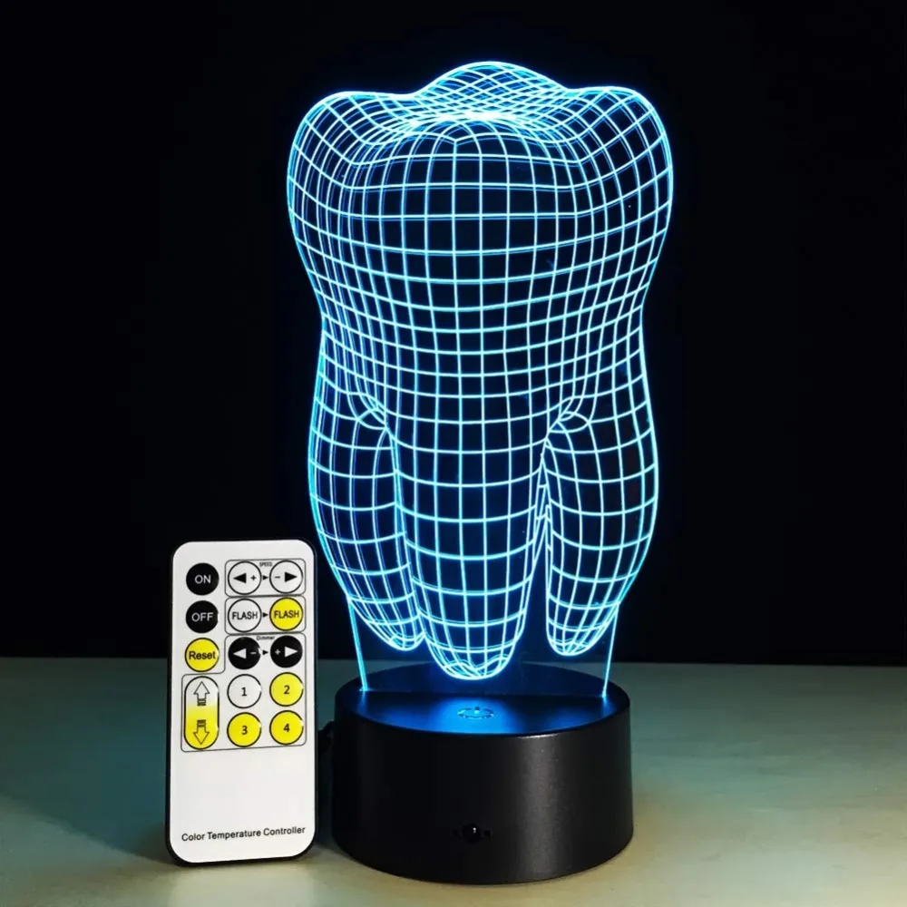 

Teeth Type 3D Led Lamp Dental Creative gift Colorful 3D Tooth Gradient Light Dental Clinic Artwork Artware Night Dental Shows