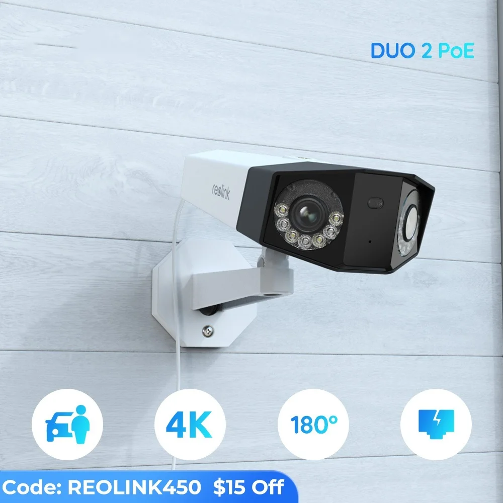 

Новая камера Duo 2 poe 4k с двойным объективом для наружной безопасности, защита людей, животных, обнаружение автомобиля, камера безопасности, наружная IP-камера видеонаблюдения