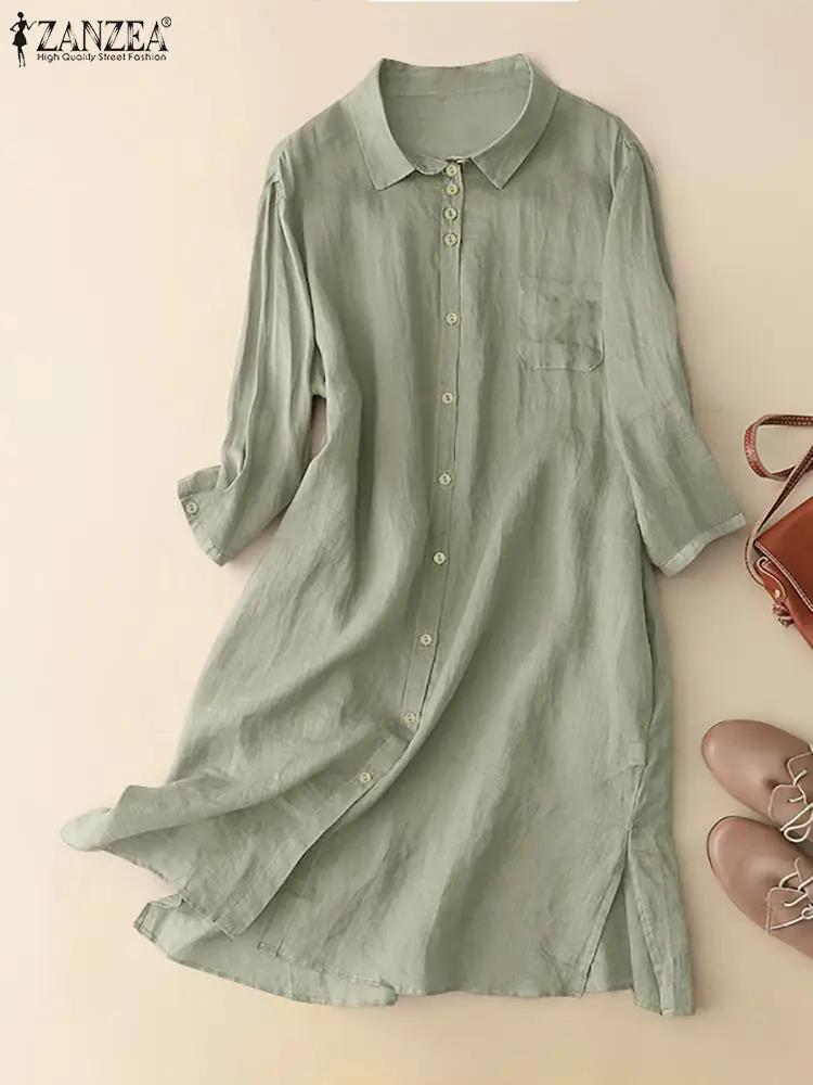 2023 ZANZEA Woman Casual Solid Dress Fashion Long Sleeve Dresses Female A Line Lapel Neck Sundress Elegant Cotton Shirtdresses
2023 ZANZEA Woman Casual Solid Dress Fashion Long Sleeve Dresses Female A Line Lapel Neck Sundress Elegant Cotton Shirtdresses