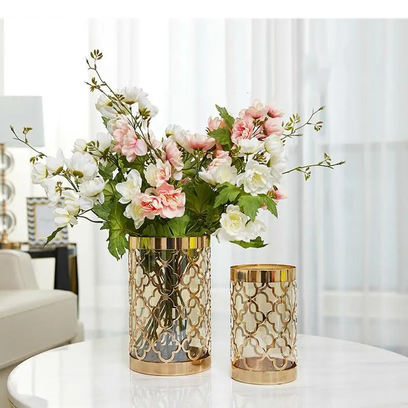 Hollow-out Pattern Gold-plated Glass Vase Hydroponics Flower Pots Decorative Flower Arrangement Desk Decoration Floral Vases
Hollow-out Pattern Gold-plated Glass Vase Hydroponics Flower Pots Decorative Flower Arrangement Desk Decoration Floral Vases