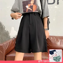 Summer Straight Suit Five-point Pants Women's Shorts Buttoned Knee-length Black Loose Korean Style Casual Women Sports Shorts
Summer Straight Suit Five-point Pants Women's Shorts Buttoned Knee-length Black Loose Korean Style Casual Women Sports Shorts