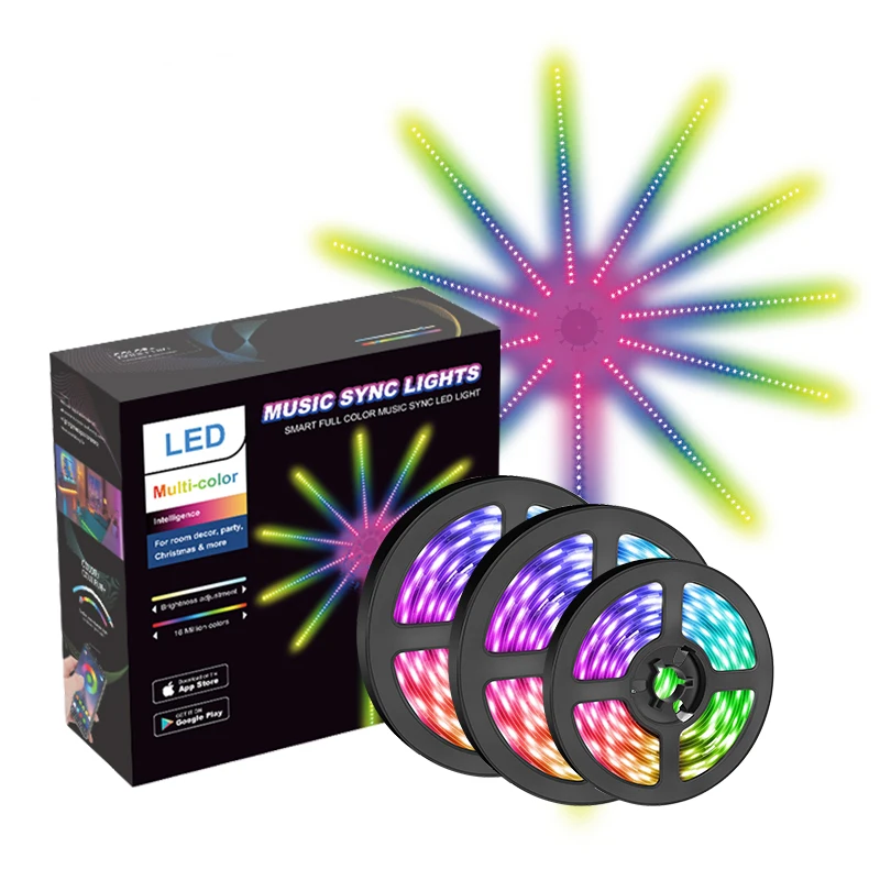 Holiday Firework LED Strip Light Full Color 60LEDs Sound Control Music Sync Remote Controller explosion Star Dynamic mode
Holiday Firework LED Strip Light Full Color 60LEDs Sound Control Music Sync Remote Controller explosion Star Dynamic mode