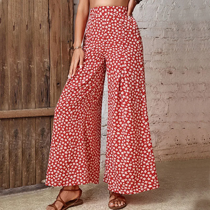 Women Wide Leg Pants, Elegant High Waist Flower Print Loose Long Trousers Streetwear for Casual Party
Women Wide Leg Pants, Elegant High Waist Flower Print Loose Long Trousers Streetwear for Casual Party