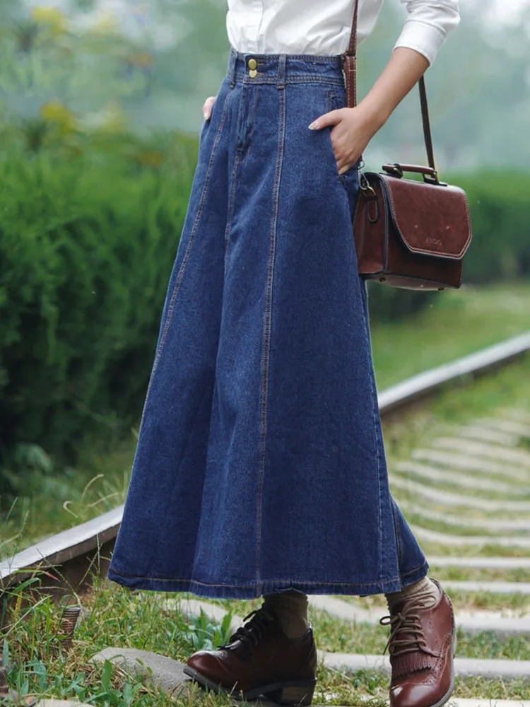 Women Denim Skirt High Waist A Line Streetwear Fashion Korean Solid Color Streetwear Temperament Elegant Denim Skirt New 2022
Women Denim Skirt High Waist A Line Streetwear Fashion Korean Solid Color Streetwear Temperament Elegant Denim Skirt New 2022