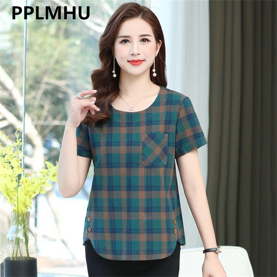 Plaid Retro Outfit Casual Oversize For 85KG Korean Summer Elegant Tracksuit Short Sleeve Tee+Ankle Length Pants 2 Piece Sets New
Plaid Retro Outfit Casual Oversize For 85KG Korean Summer Elegant Tracksuit Short Sleeve Tee+Ankle Length Pants 2 Piece Sets New