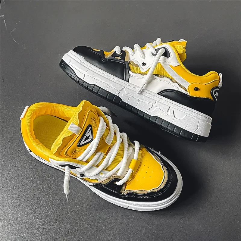 

Platform Shoes Men Sneakers Yellow Male Casual Mens Shoes Tenis Trainer Breathable Shoe Fashion Running Shoe for Men Sturdy Sole