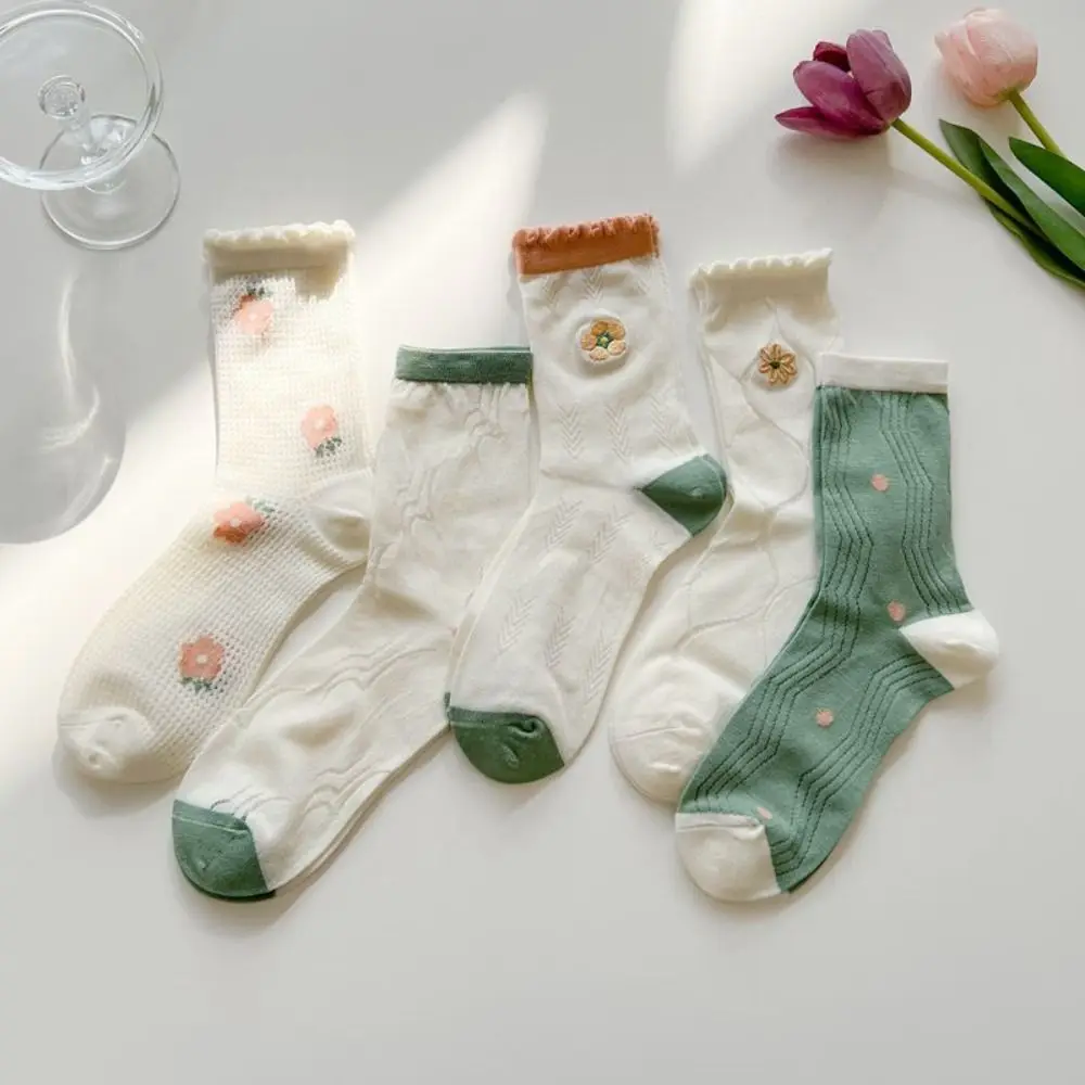 

Симпатичные креативные однотонные японские модные короткие чулочно-носочные изделия с цветочным принтом женские сетчатые носки из хлопка