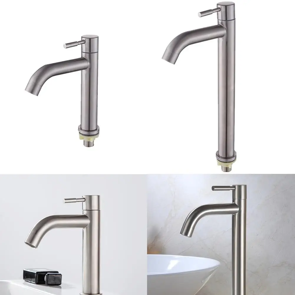 Silver Bathroom Faucets Stainless Steel Deck Mounted Sink Basin Faucet Brushed Single Cold Sink Tap Kitchen Washbasin Water Tap
Silver Bathroom Faucets Stainless Steel Deck Mounted Sink Basin Faucet Brushed Single Cold Sink Tap Kitchen Washbasin Water Tap