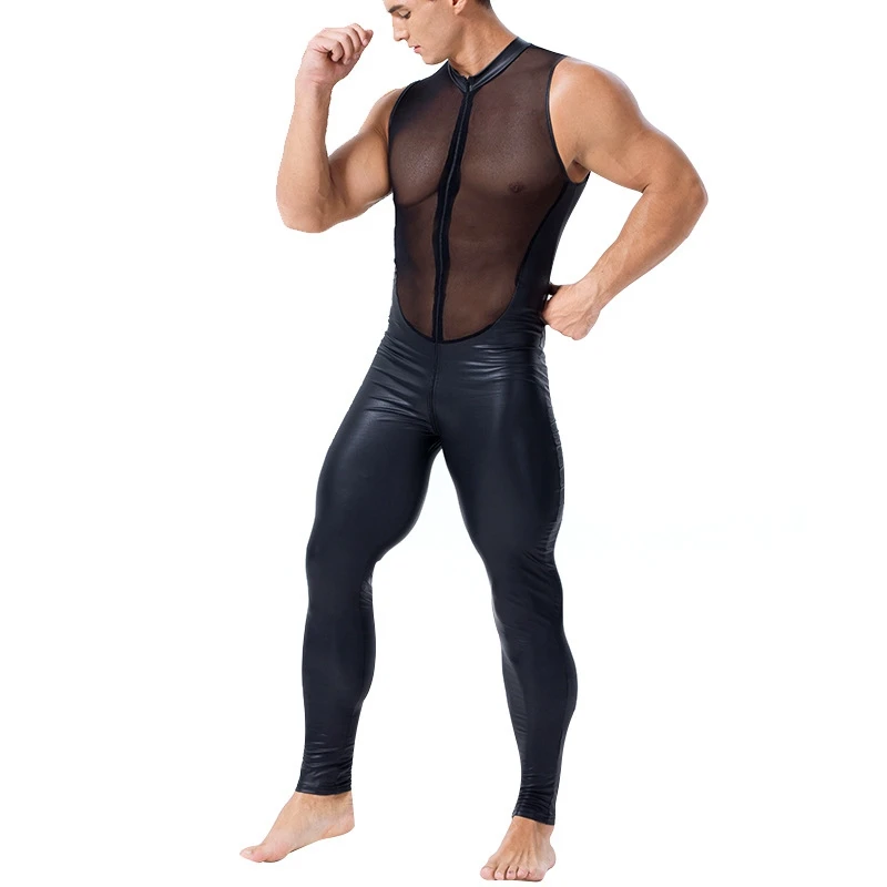 Erotic Sexy Mesh Lingerie Faux Leather Jumpsuit Men Lingerie PU Bodysuit Erotic Open Zipper Crotch PVC Catsuit Clubwear Costume
Erotic Sexy Mesh Lingerie Faux Leather Jumpsuit Men Lingerie PU Bodysuit Erotic Open Zipper Crotch PVC Catsuit Clubwear Costume