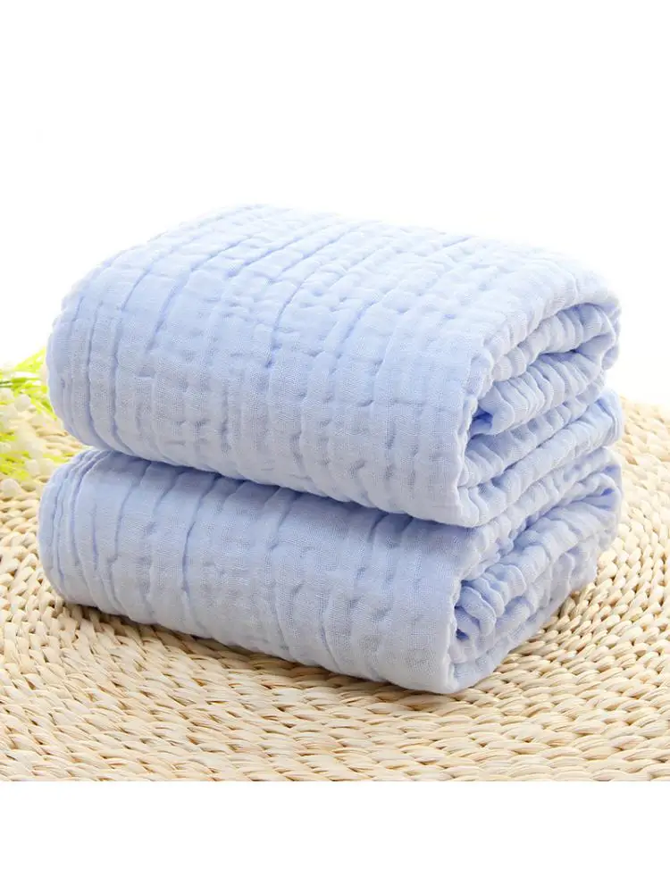 

Детское одеяло, 6-слойное Марлевое банное полотенце из чистого хлопка, постельное белье для сна из Пузырькового муслина, пеленки для младенцев, 105*105 см, синее