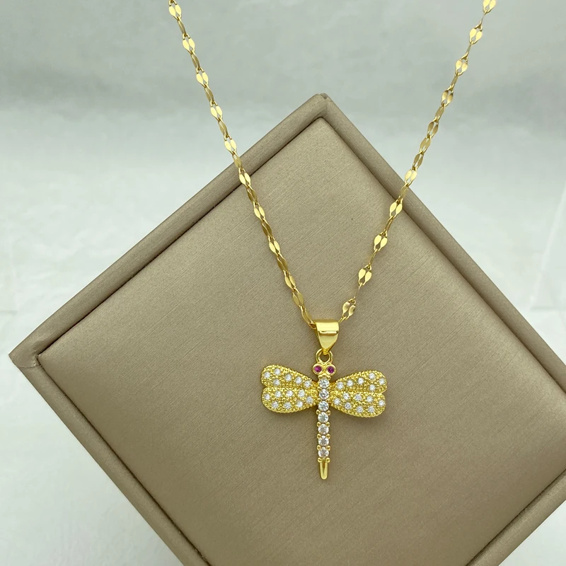 Gold Plated Stainless Steel Necklaces For Women With A Big Dragonfly Pendant Necklace New In Fashion Jewelry 
Gold Plated Stainless Steel Necklaces For Women With A Big Dragonfly Pendant Necklace New In Fashion Jewelry