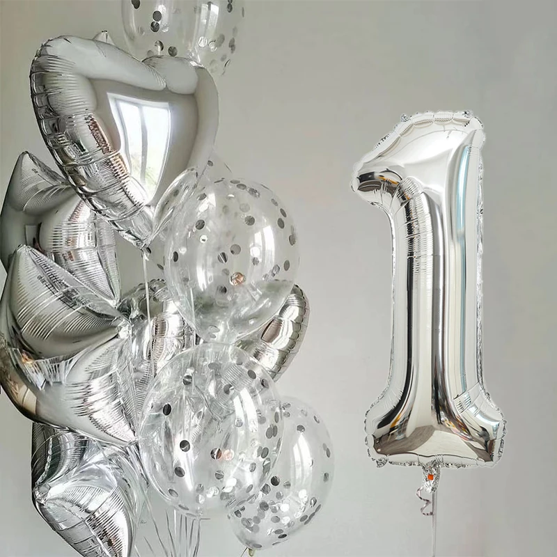 Silver Number Foil Latex Balloons Set Happy 1st Birthday Party Decorations for Kids Adult Wedding Supplies Baby Shower Air Ball
Silver Number Foil Latex Balloons Set Happy 1st Birthday Party Decorations for Kids Adult Wedding Supplies Baby Shower Air Ball