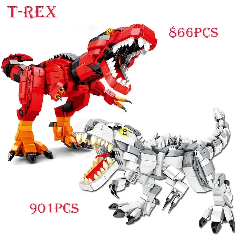 

Creativity Jurassic Rex Dinosaur World Model Building Blocks， City Triceratops Velociraptor Dino Park Bricks Kids Toys