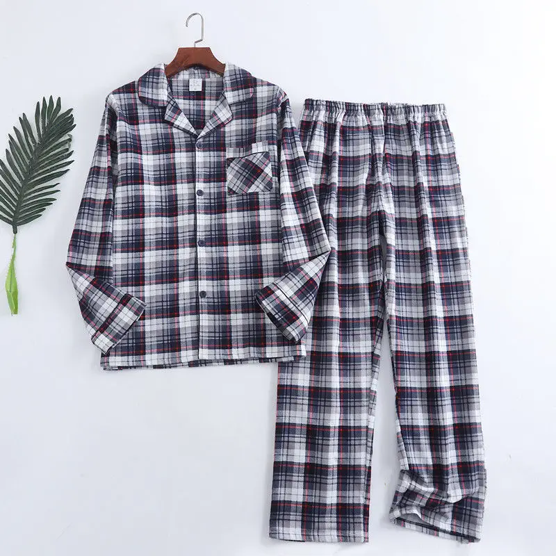 Men s Plus Size Cotton Plaid Long Sleeve Pajama Set Autumn and Spring Simple Cotton Flannel Homewear
Men s Plus Size Cotton Plaid Long Sleeve Pajama Set Autumn and Spring Simple Cotton Flannel Homewear