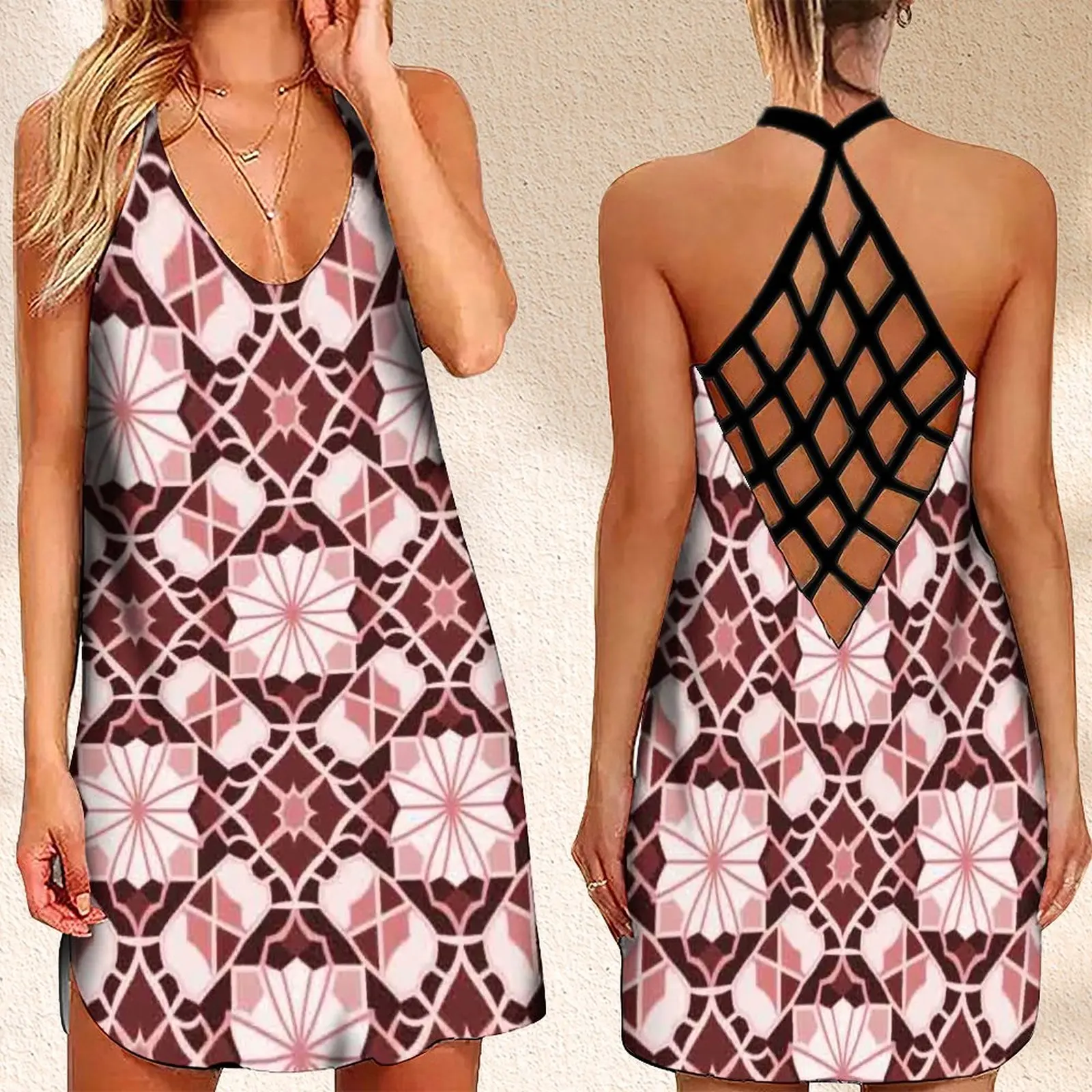 Summer Women's Criss Cross Backless Sleeveless Dress CasualDress For Woman Arabesque FlowerPrint Women's Sundress
Summer Women's Criss Cross Backless Sleeveless Dress CasualDress For Woman Arabesque FlowerPrint Women's Sundress