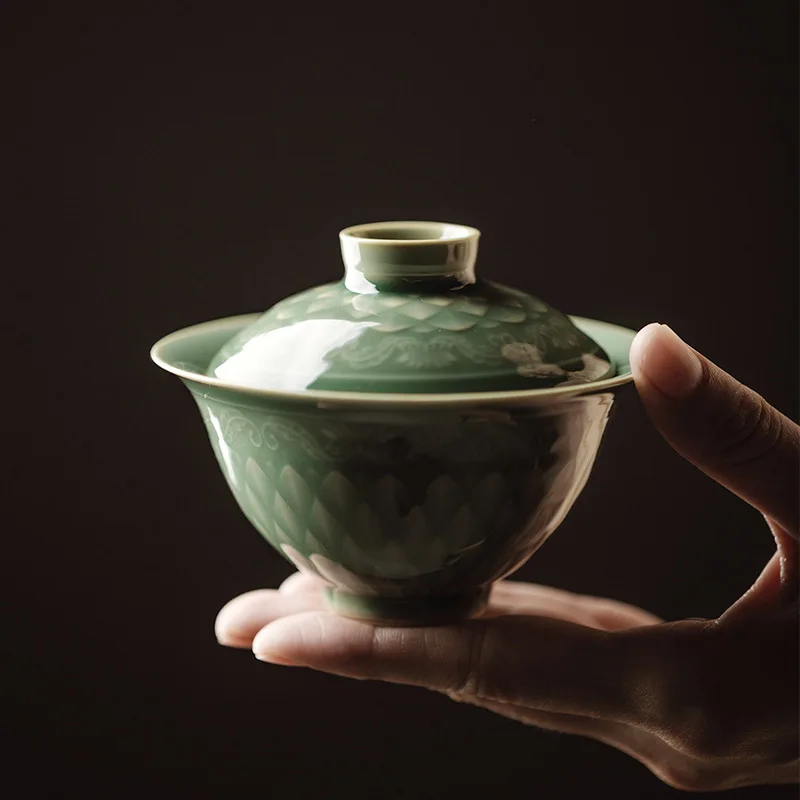 Longquan Celadon Manual Relief Bowl Covering Kungfu Tea Set Fish Scale Pattern Non Hot Thin Tire Tea Bowl Kung Fu Tea Set
Longquan Celadon Manual Relief Bowl Covering Kungfu Tea Set Fish Scale Pattern Non Hot Thin Tire Tea Bowl Kung Fu Tea Set