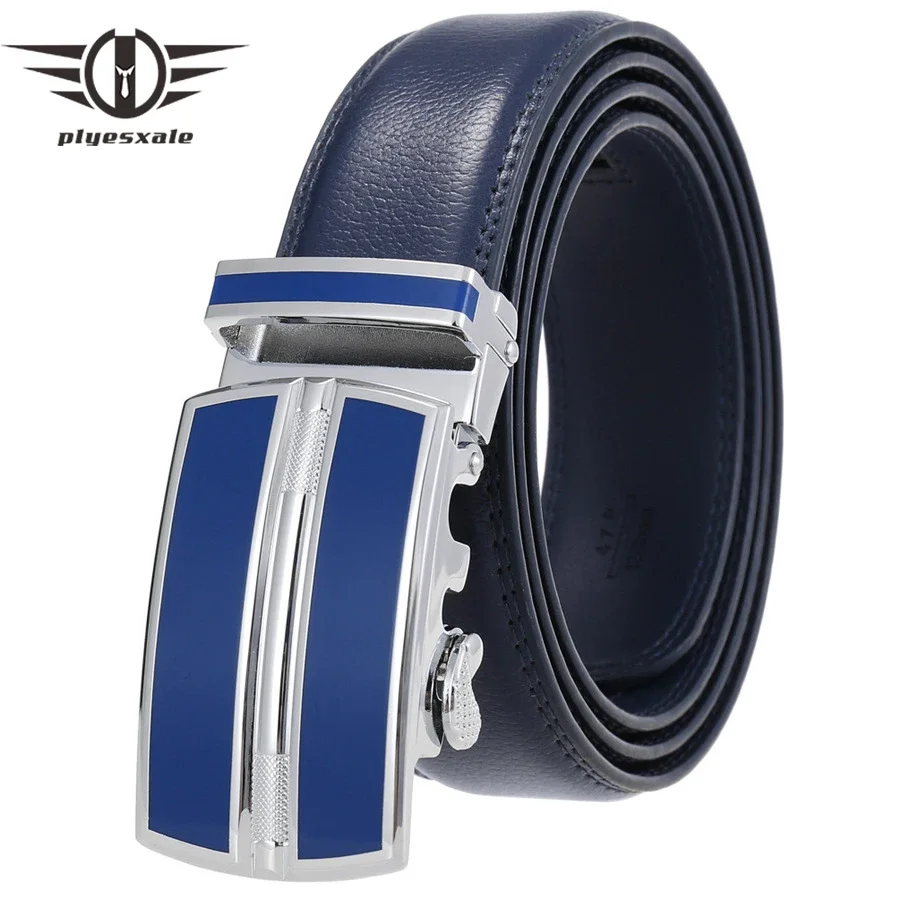 

Trendy Men Belt Genuine Leather Blue Automatic Buckle Famous Brand Belt Men Superb Quality Gorgeous Mens Belts 3.5cm Width B993