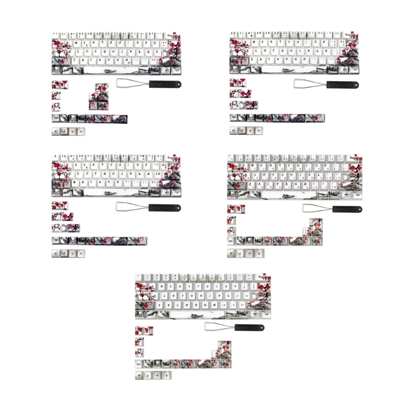 

DyeSub Keycaps with CherryProfile Plum Blossom 80Keys For QWERTZ AZERTY 61 64 67 68 Mechanical Keyboard Replaces P9JB