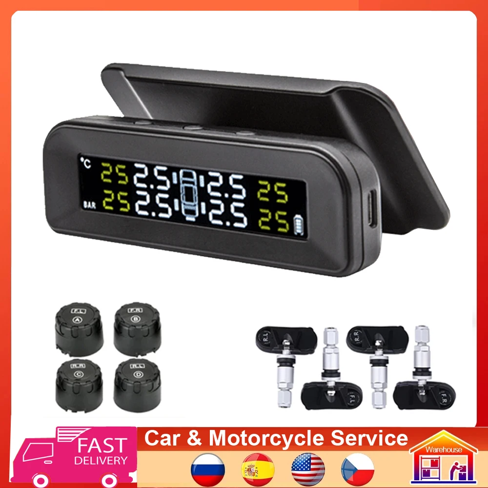 Auto Car Tire Pressure Monitor System External/Internal 4 Sensors Solar Power TPMS Tyre Alarm Sensor RU Stocked 
Auto Car Tire Pressure Monitor System External/Internal 4 Sensors Solar Power TPMS Tyre Alarm Sensor RU Stocked