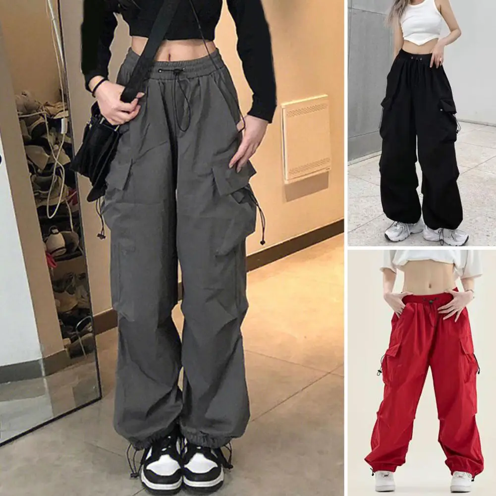 

Y2k Women Cargo Pant 2023 Early Autumn Big Pocket Street Female Pants Cuffed Loose Harajuku Lady Wide Leg Trousers