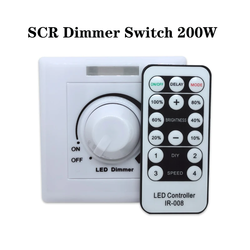 

LED Dimmer Switch 110-220V 200W 300W 500W SCR dimmable driver Type 86 knob Switch Infrared remote dimmer