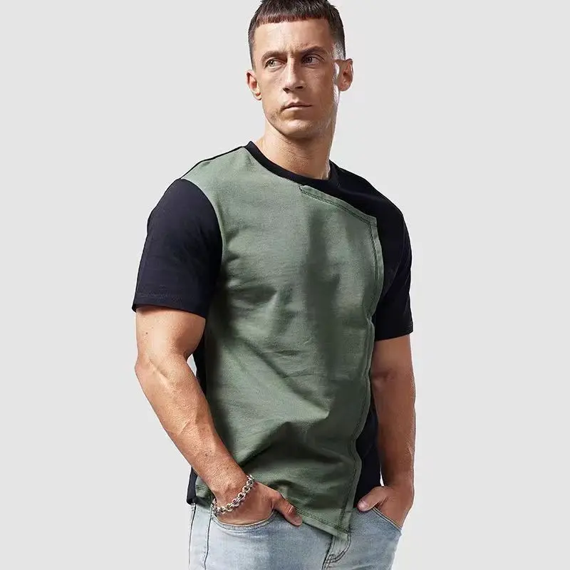 

Trendyol Men Brand Quality Black Techwear Summer Patch Stich Short Sleeve T-Shirts Mens Oversized Locomotive Style Cargo T Shirt