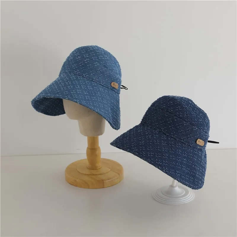 

Summer Retro Children Denim Empty Top Caps Boy Girl Baby Solid Big Eaves Headless Cap Kid Cotton Hat Infant Casual Sunscreen Hat