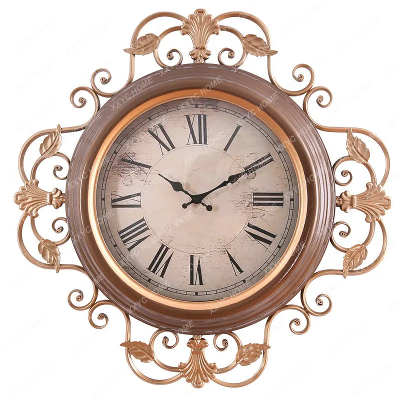 

Retro Domestic Decorate Clock Living Room Clock Pendant Light Luxury Wall Clock High-End Mute Decorative Clock