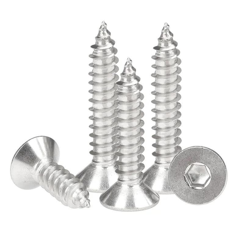 

M2 M2*6/8/10/12 304 Stainless Steel SS DIN7991 Bolt Inner Hex Hexagon Socket Flat Countersunk Head Self Tapping Screw