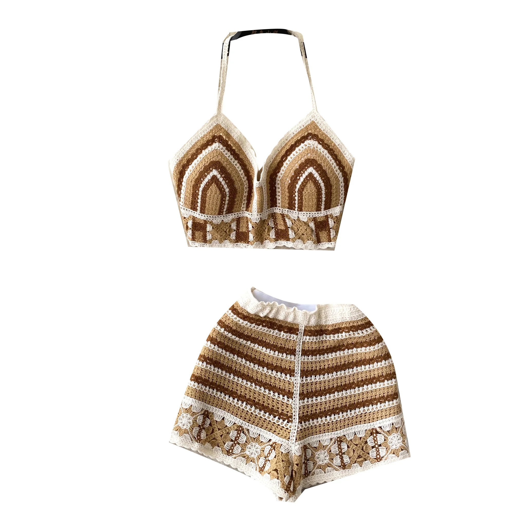 Summer Spice Girl Beach Vacation Suit Female Hollow Hanging Neck Camisole High Waist Wide Leg Shorts Knitted Two-piece Set
Summer Spice Girl Beach Vacation Suit Female Hollow Hanging Neck Camisole High Waist Wide Leg Shorts Knitted Two-piece Set