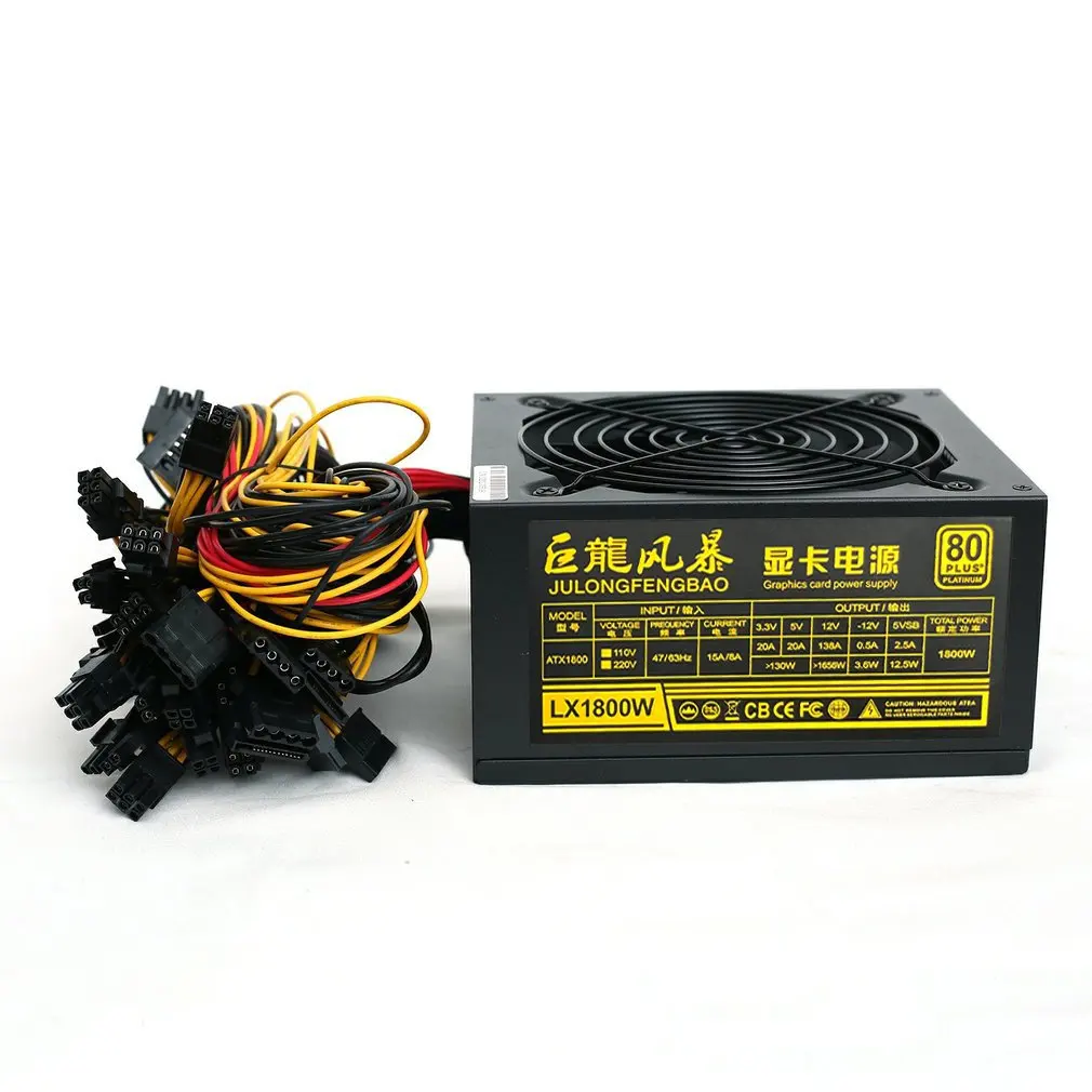 

1800W/2000W Mining Power Supply Miner Graphics Card For Mining 180~264V ATX PSU 16+4pin Power Supply For Mining Host Plate