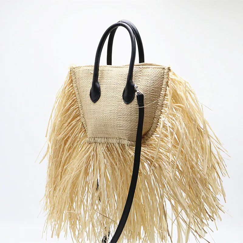 

Summer Fashion Raffia Tassel Women's Straw Bag High Quality Hand Woven Handbag Beach Travel Crossbody Shoulder Bag Sac A Main