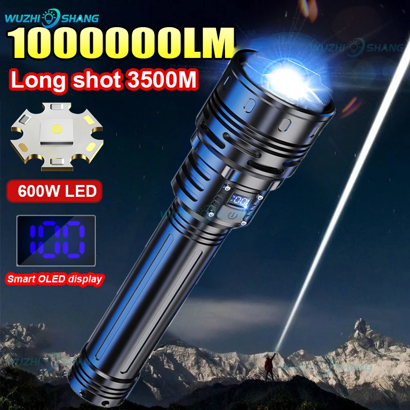 Самый мощный светодиодный фонарик 1000000 люмен, супер яркий фонарь 600 Вт, перезаряжаемый тактический фонарь, фонарь с длинной подсветкой 3500 м
Самый мощный светодиодный фонарик 1000000 люмен, супер яркий фонарь 600 Вт, перезаряжаемый тактический фонарь, фонарь с длинной подсветкой 3500 м